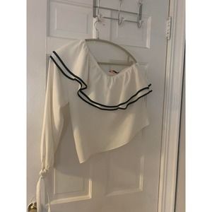 DO + BE One Shoulder Ruffled Top Size M